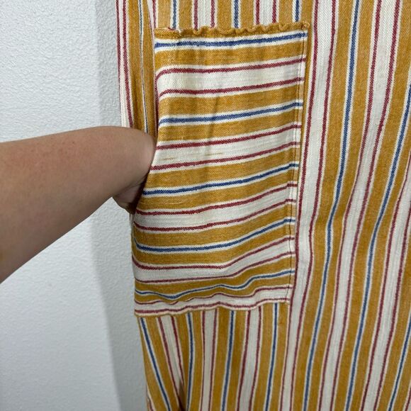 Free People FP Beach Marguerite Striped Maxi Dress Pockets Yellow Cream Size XS - Picture 4 of 10